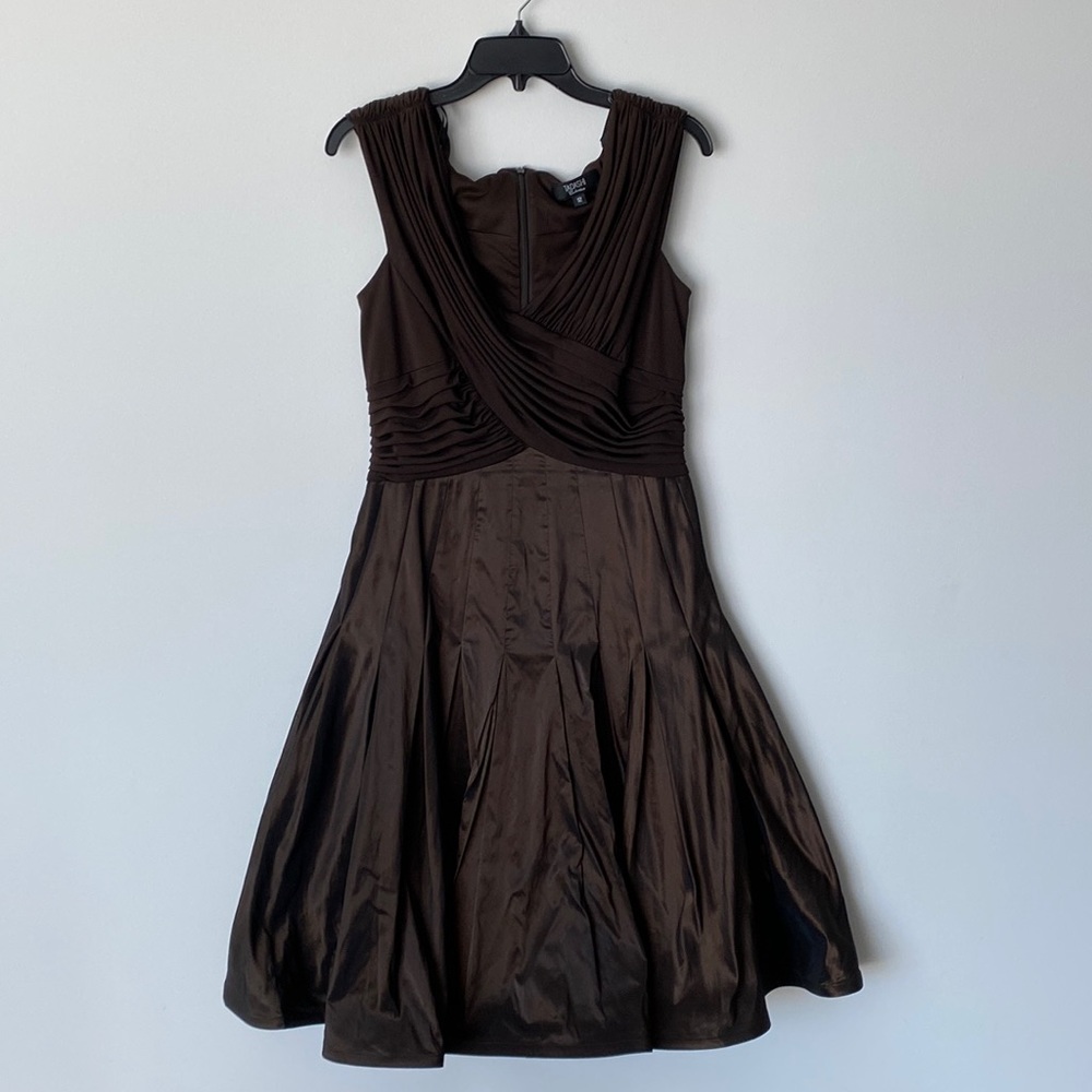 EUC Tadashi Collection Brown Taffeta Mix Dress / Size 12 / Perfect For Prom